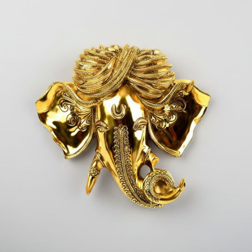 Ganesha Face in Brass - Wall Artifact