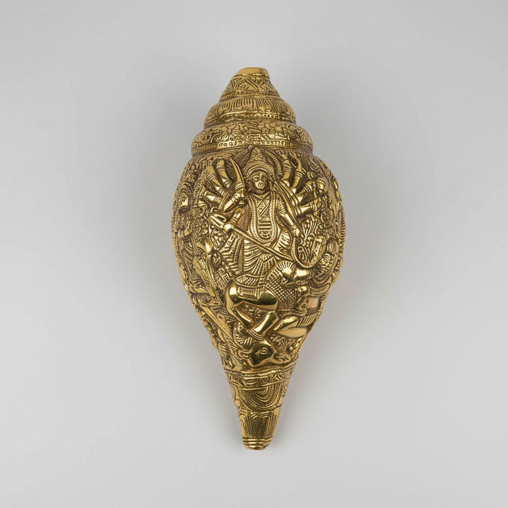 Hanging Mahishasurmardini Brass Shankh