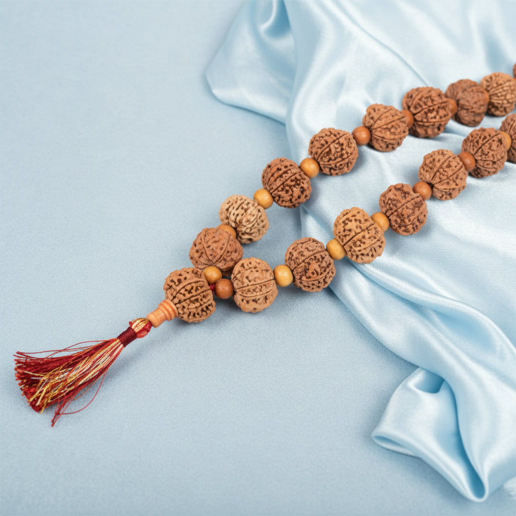 9 Mukhi Nepal Rudraksha x Sandalwood Beads Kantha Mala
