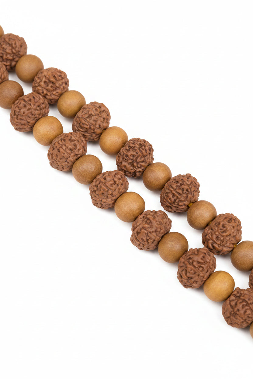 9 Mukhi Rudraksha x Sandalwood Mala-10 mm