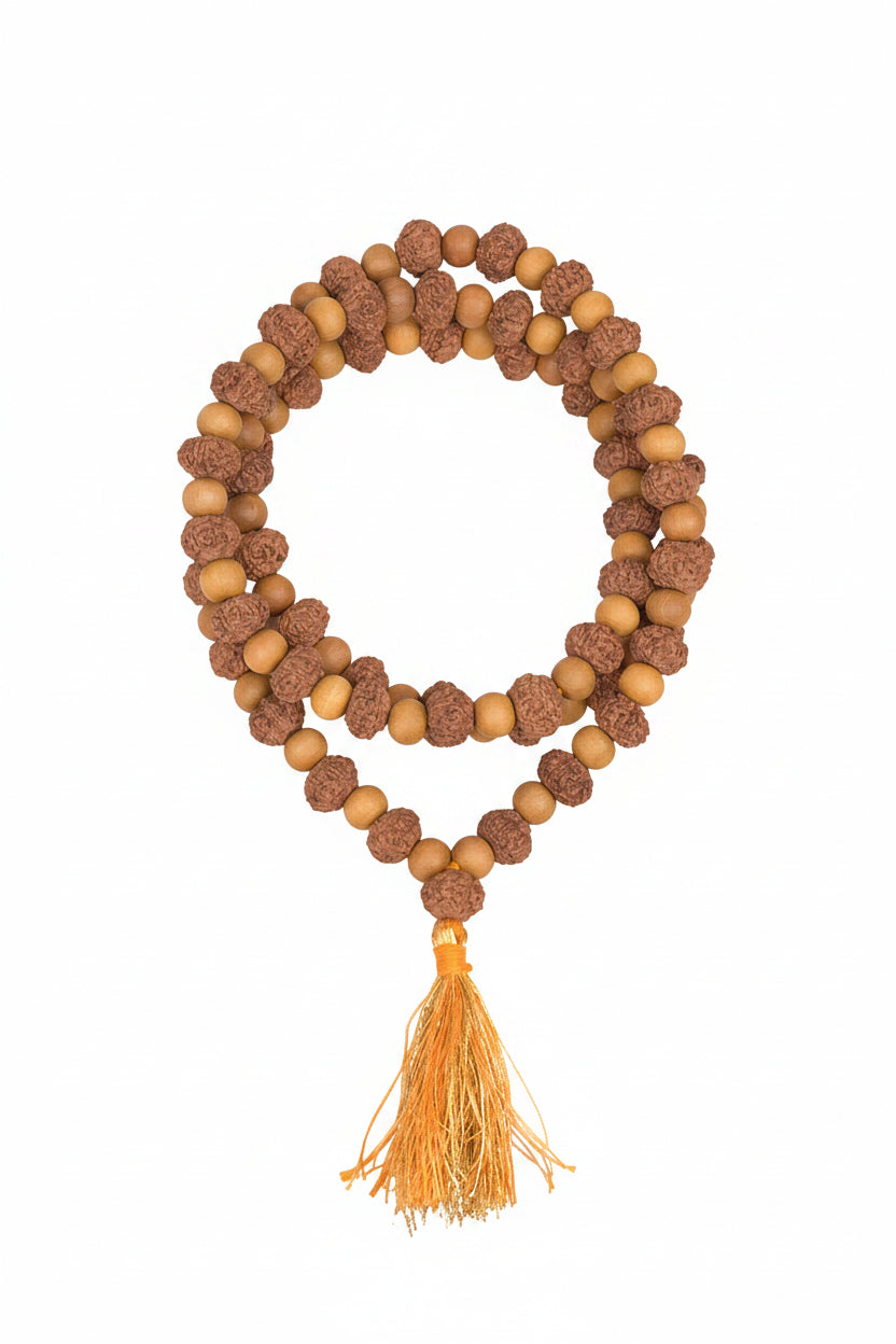9 Mukhi Rudraksha and Sandalwood Mala-10 mm