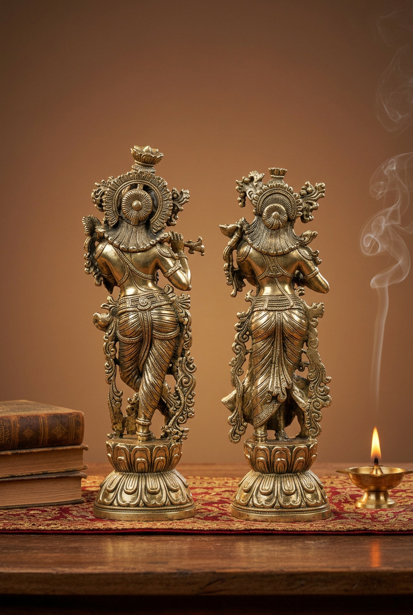 Exquisite Radha Krishna Ashtadhatu Idol Set Premium Tall Energised Divine Couple Murti