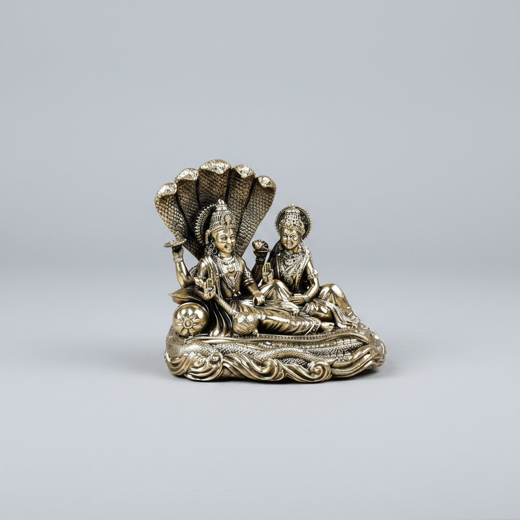 Anant Vishnu Lakshmi Sheshnaag Ashtadhatu Idol Energised Ananta Shesha Murti - ManiMonk