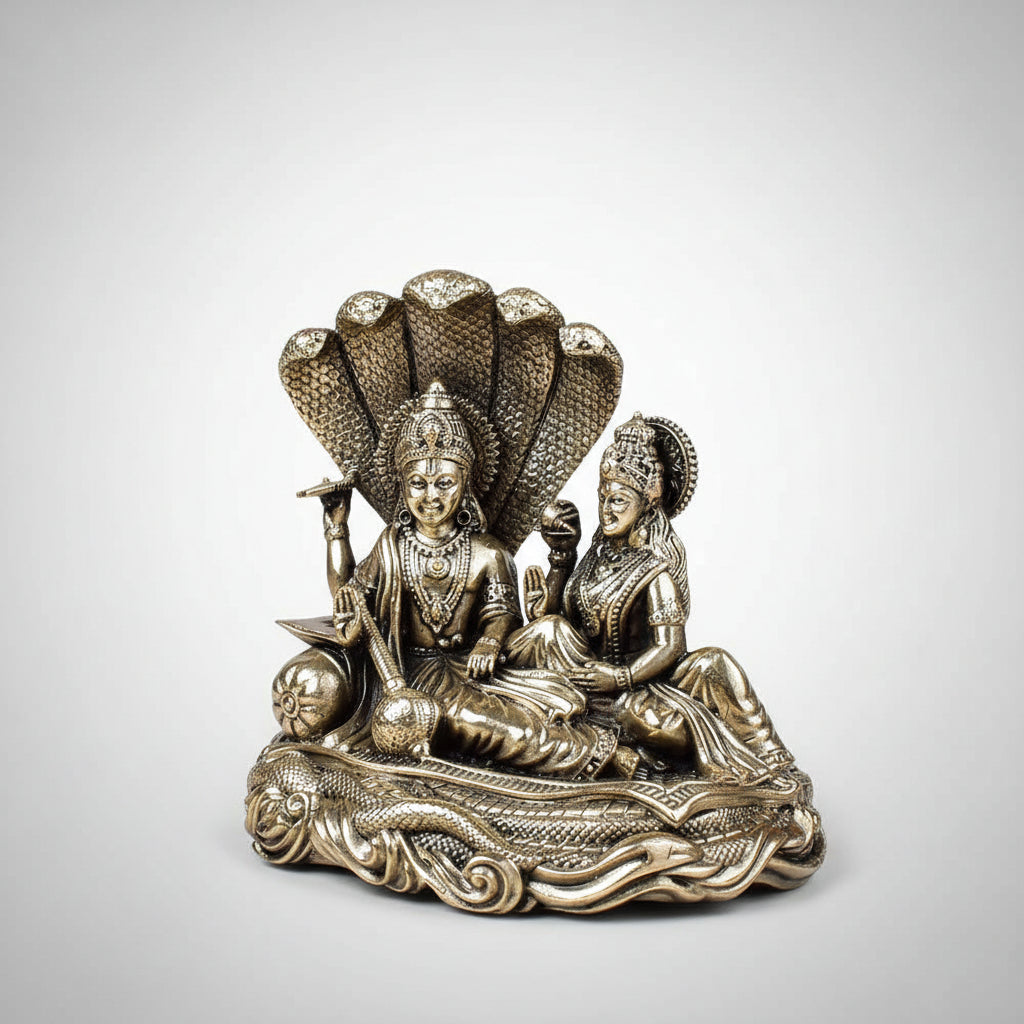 Anant Vishnu Lakshmi Sheshnaag Ashtadhatu Idol Energised Ananta Shesha Murti - ManiMonk