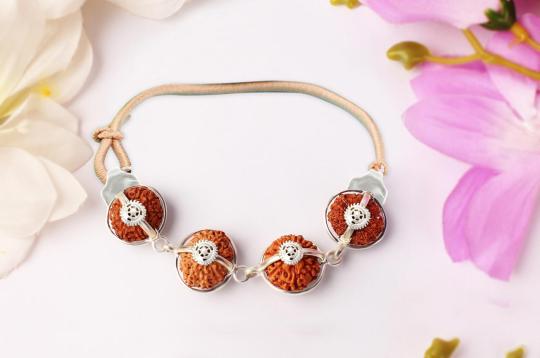 Angarkaya Bracelet (Java)-Large-Silver Basket With Silver Chain