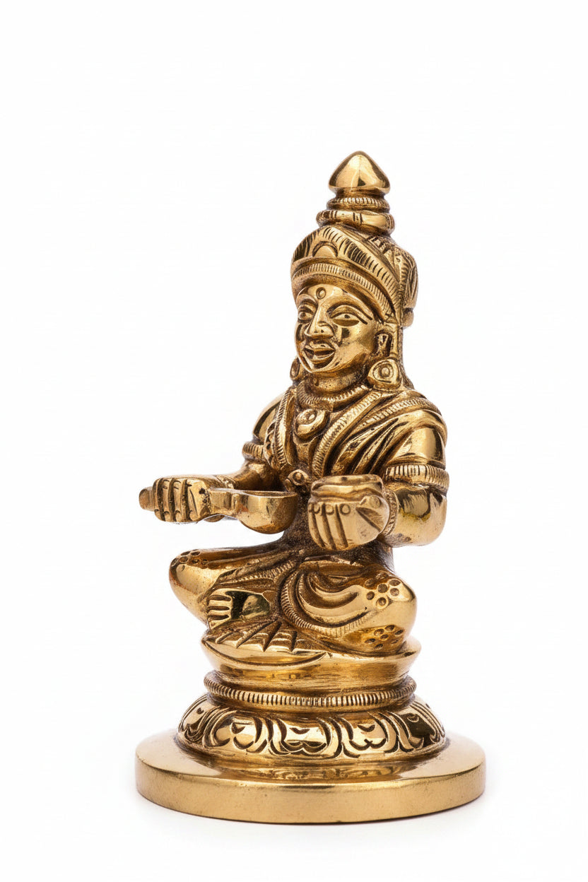 Annapurna Devi Brass Idol | 3.2 Inch | Goddess of Nourishment - ManiMonk