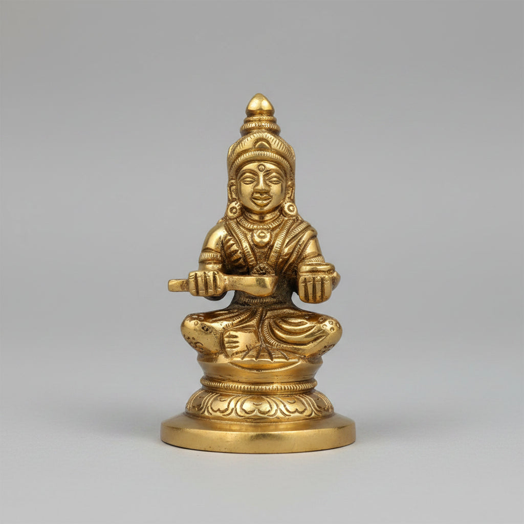 Annapurna Devi Brass Idol | 3.2 Inch | Goddess of Nourishment - ManiMonk