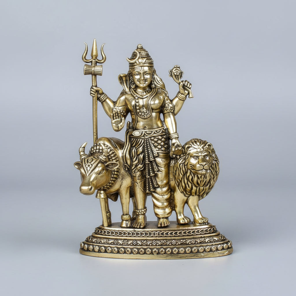 Ardhanareshwar Ashtadhatu Idol | Energised Shiva Parvati Half Form Murti - ManiMonk