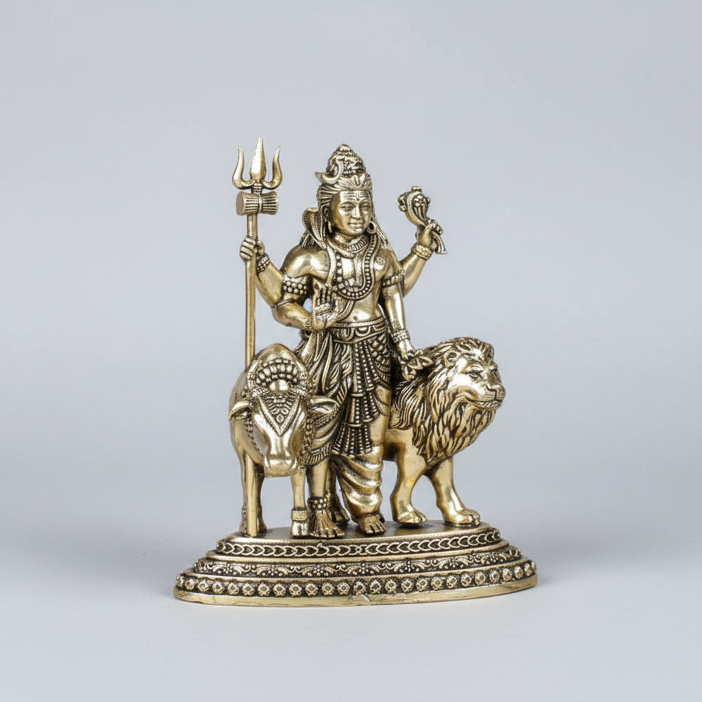 Ardhanareshwar Ashtadhatu Idol | Energised Shiva Parvati Half Form Murti - ManiMonk