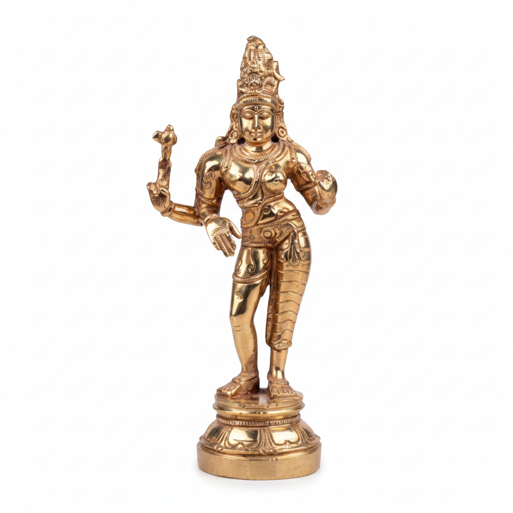 Ardhanareshwar Panchadhatu Idol - White Background
