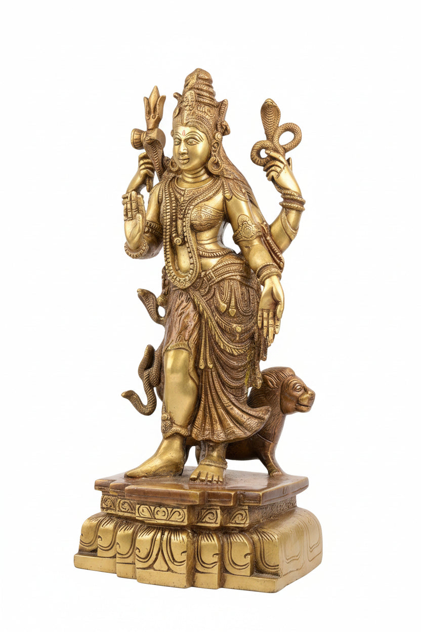 Ardhnareshwar Brass Idol 18 Inch Shiva Shakti Murti Handcrafted Premium Statue for Home Temple - ManiMonk