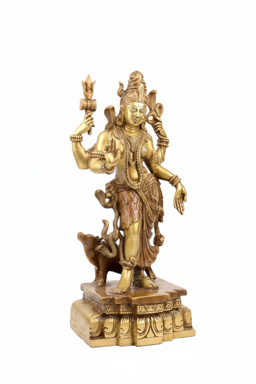 Ardhnareshwar Brass Idol 18 Inch Shiva Shakti Murti Handcrafted Premium Statue for Home Temple - ManiMonk