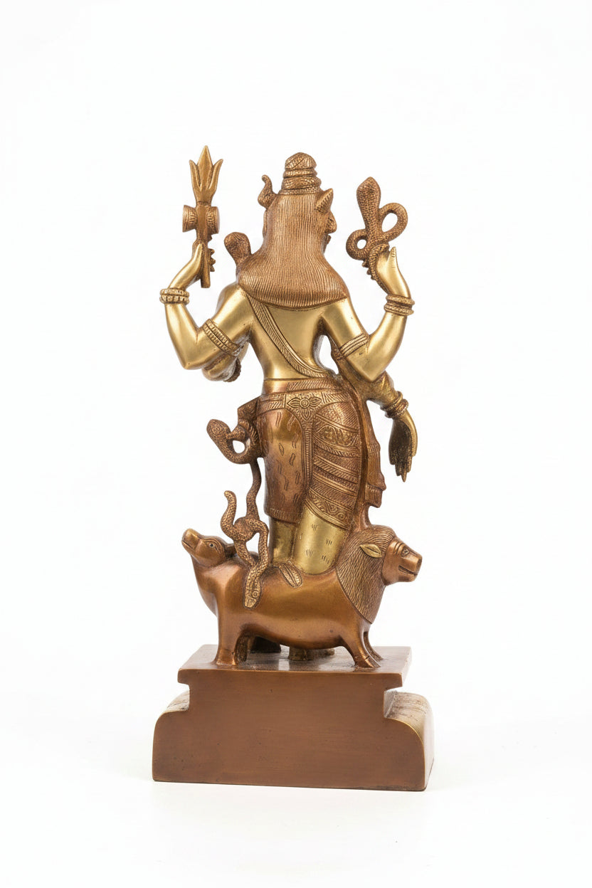 Ardhnareshwar Brass Idol 18 Inch Shiva Shakti Murti Handcrafted Premium Statue for Home Temple - ManiMonk