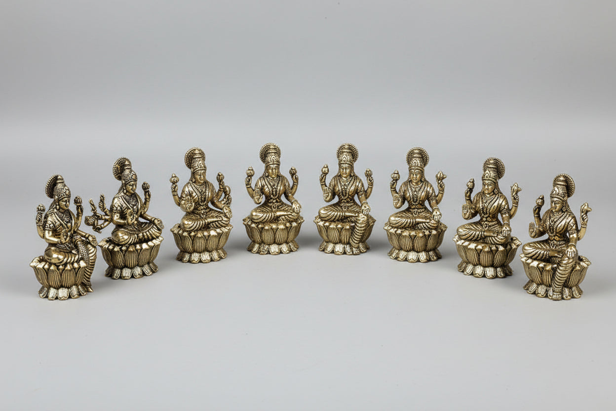 Ashta Lakshmi Ashtadhatu Idols Set All 8 Forms of Goddess Lakshmi - ManiMonk