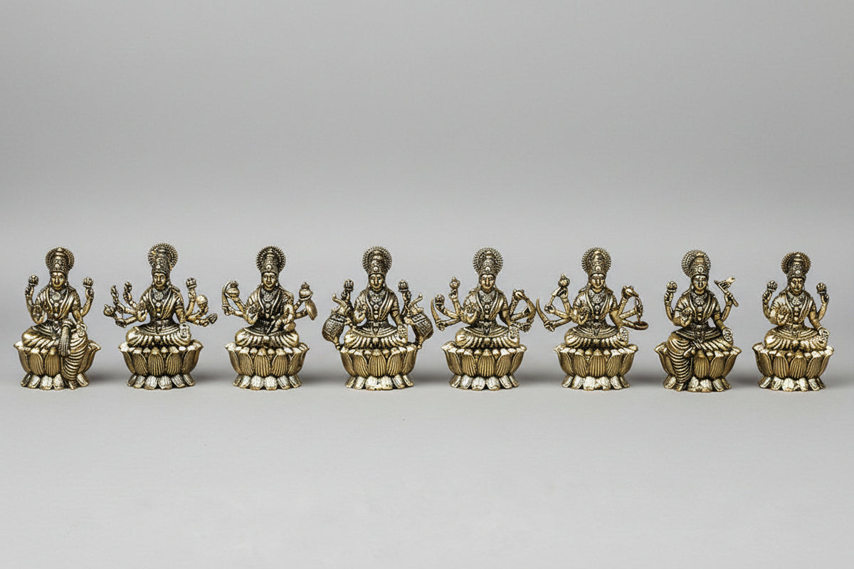 Ashta Lakshmi Ashtadhatu Idols Set All 8 Forms of Goddess Lakshmi - ManiMonk