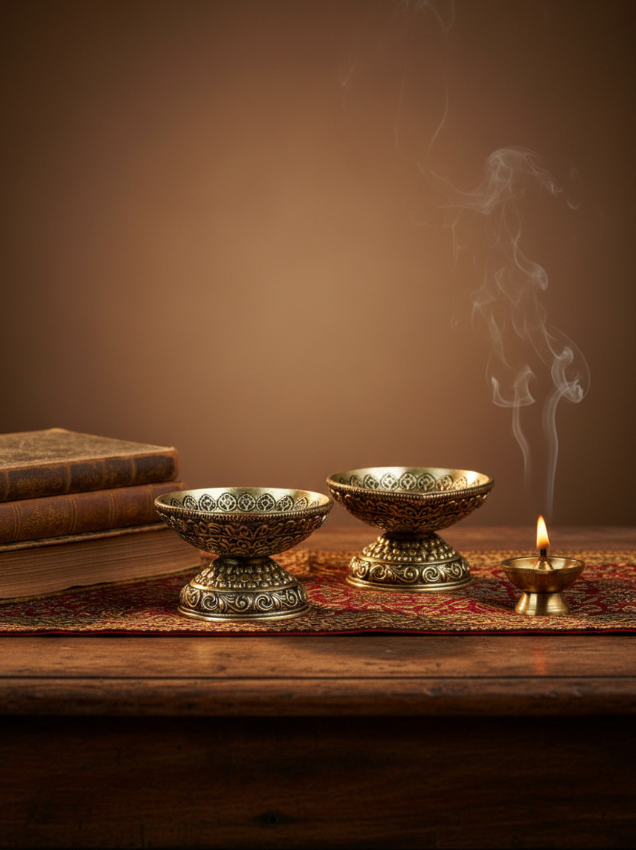 Ashtadhatu Designer Diya Set of 2 Decorative Puja Diya for Home and Gifting