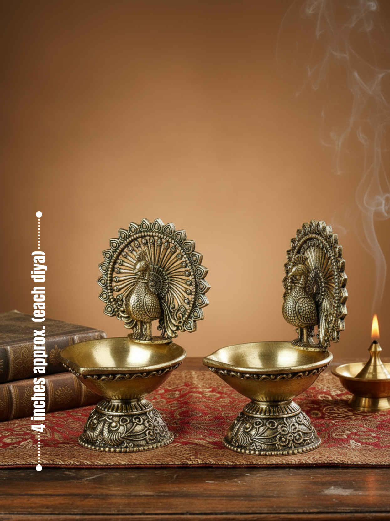 Ashtadhatu Peacock Diya Set of 2 Decorative Mayur Puja Diya