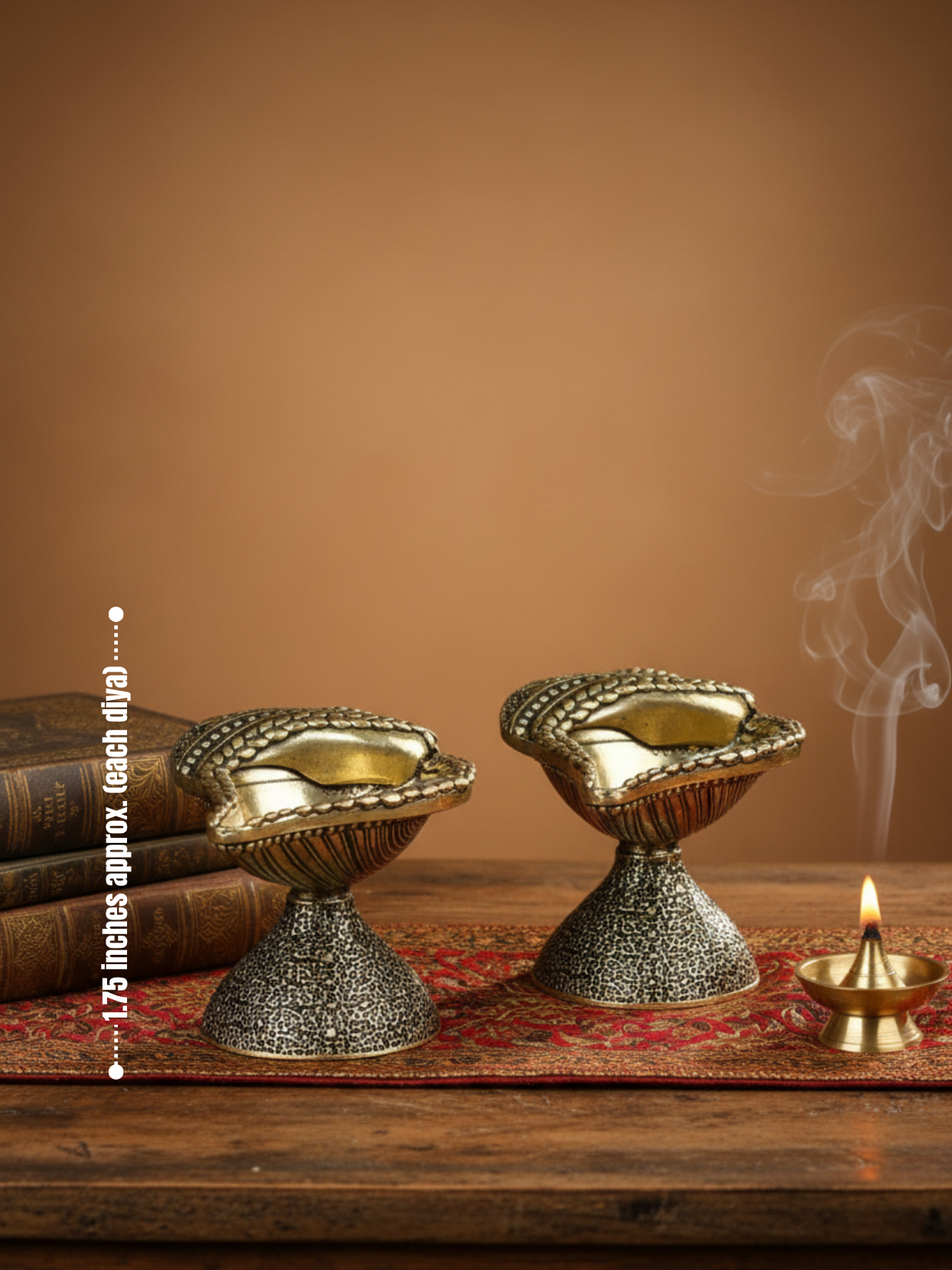Ashtadhatu Shankh Diya Set of 2 Sacred Conch Shell Puja Diya