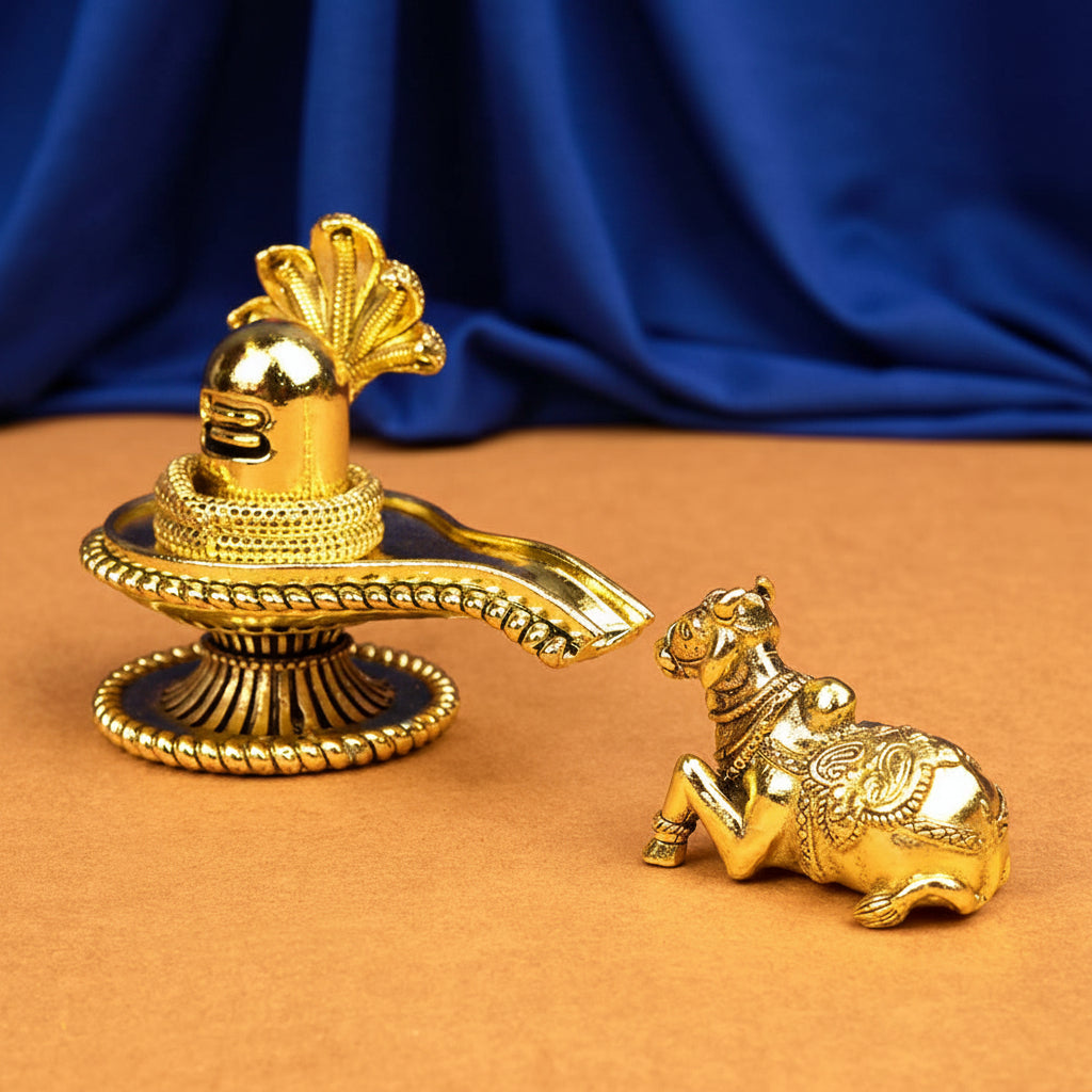 Ashtadhatu Shivling Nandi Set-Medium