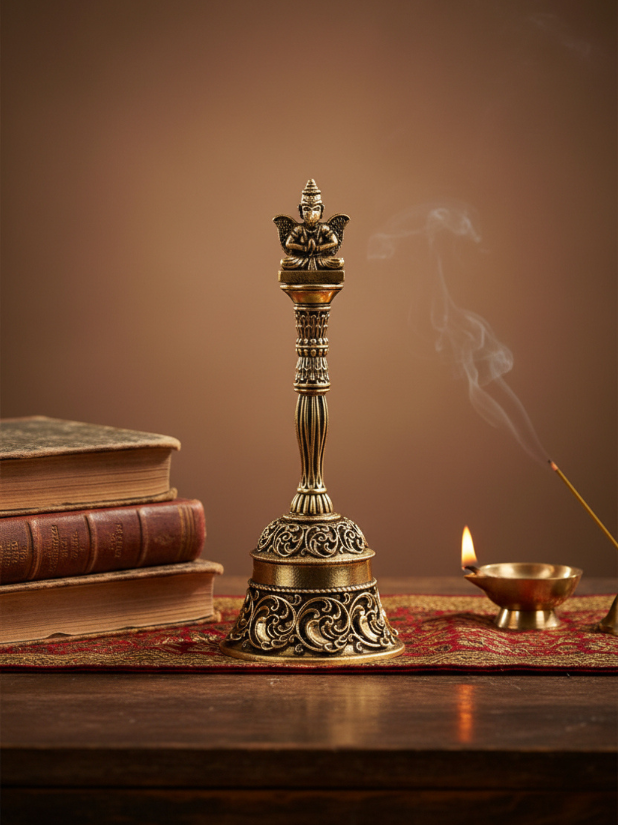 Ashtadhatu Sitting Garud Puja Ghanti Sacred Bell for Vishnu Puja and Home Mandir