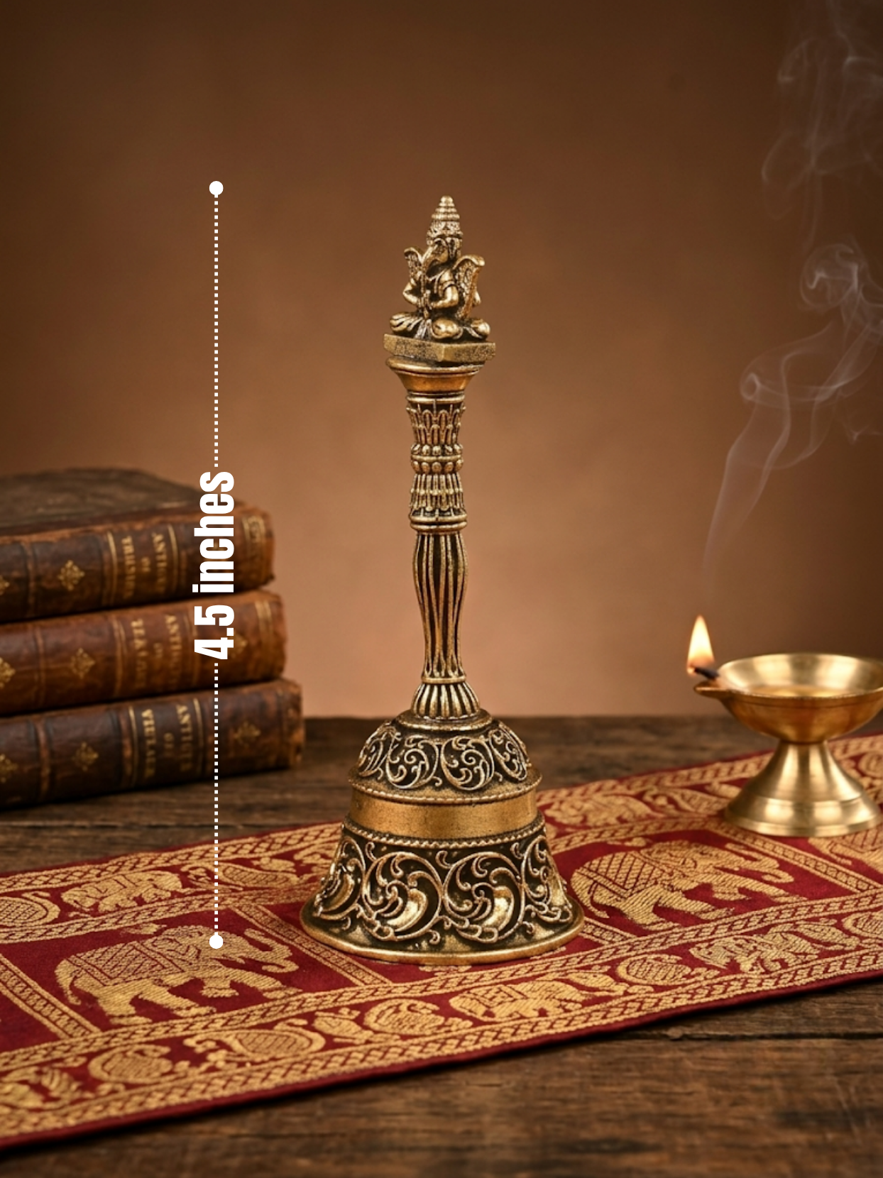 Ashtadhatu Sitting Garud Puja Ghanti Sacred Bell for Vishnu Puja and Home Mandir