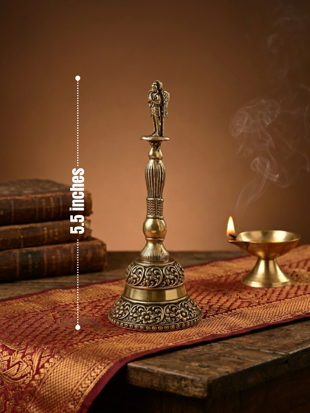 Ashtadhatu Standing Garud Puja Ghanti - Sacred Bell for Vishnu Pooja