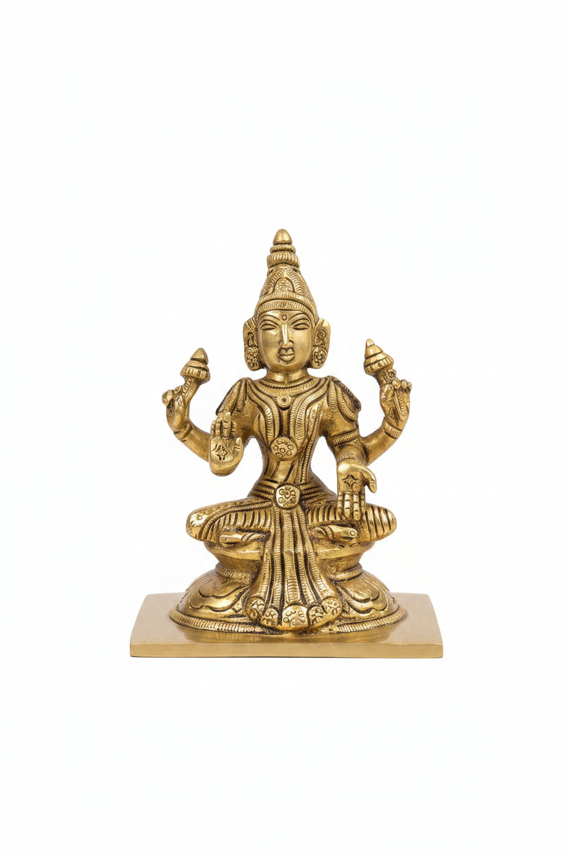 Ashtalakshmi Brass Idol Set of 8 Complete 5.2 Inch Handcrafted Eight Forms of Goddess Lakshmi for Home Temple Puja
