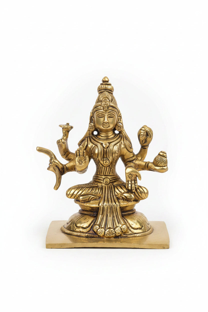 Ashtalakshmi Brass Idol Set of 8 Complete 5.2 Inch Handcrafted Eight Forms of Goddess Lakshmi for Home Temple Puja