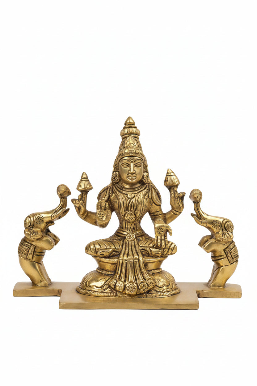 Ashtalakshmi Brass Idol Set of 8 Complete 5.2 Inch Handcrafted Eight Forms of Goddess Lakshmi for Home Temple Puja