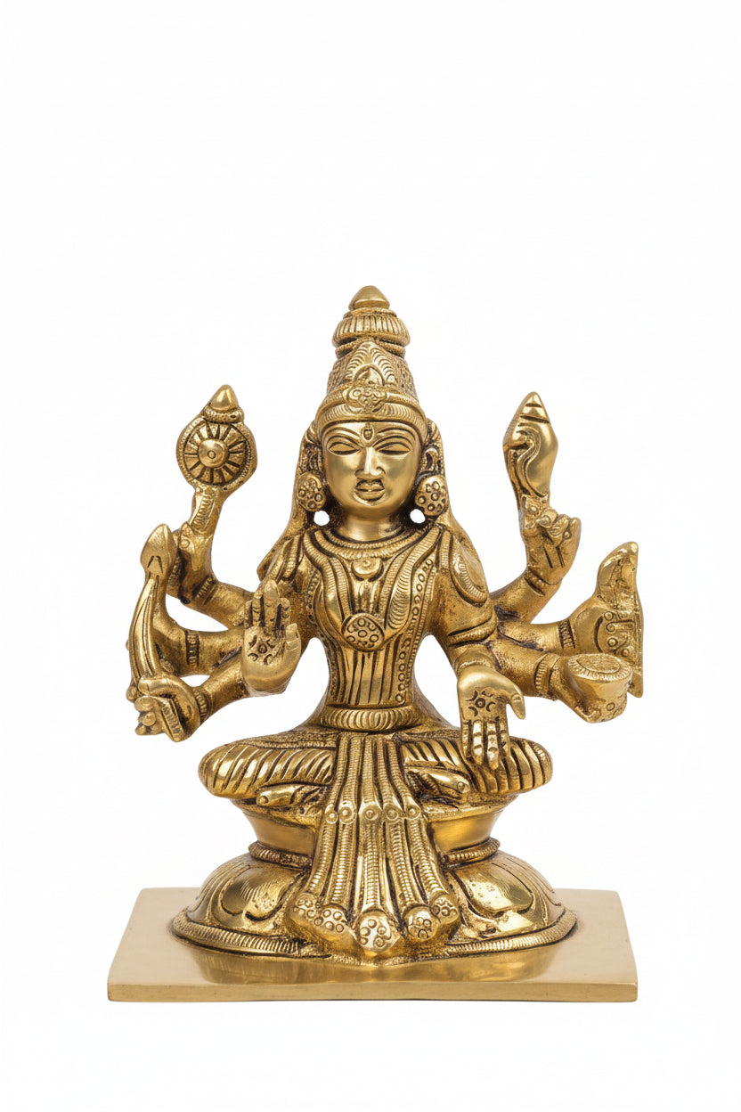 Ashtalakshmi Brass Idol Set of 8 Complete 5.2 Inch Handcrafted Eight Forms of Goddess Lakshmi for Home Temple Puja
