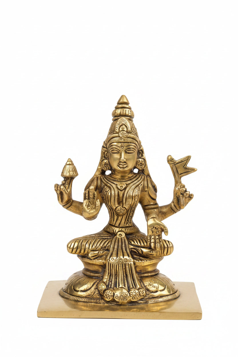 Ashtalakshmi Brass Idol Set of 8 Complete 5.2 Inch Handcrafted Eight Forms of Goddess Lakshmi for Home Temple Puja