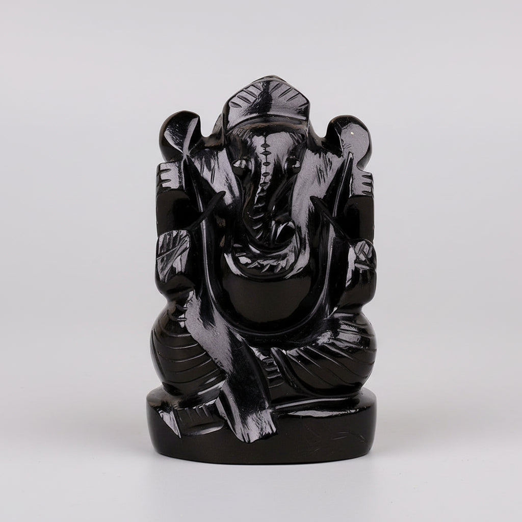 Black Agate Ganesh Idol - 235.29 gms