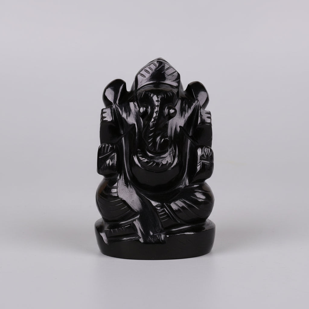 Black Agate Ganesh Idol - 217.44 gms