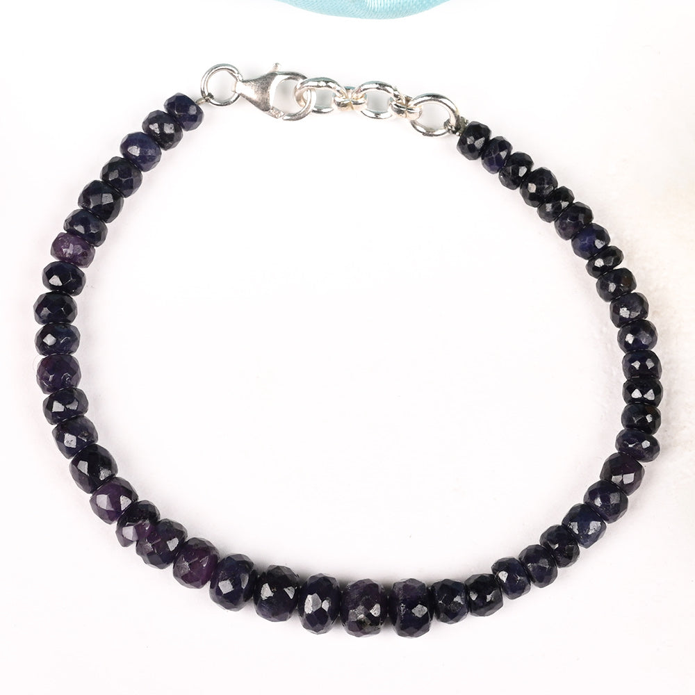 Blue Sapphire Faceted Bracelet (Button Shaped)-54 Carats