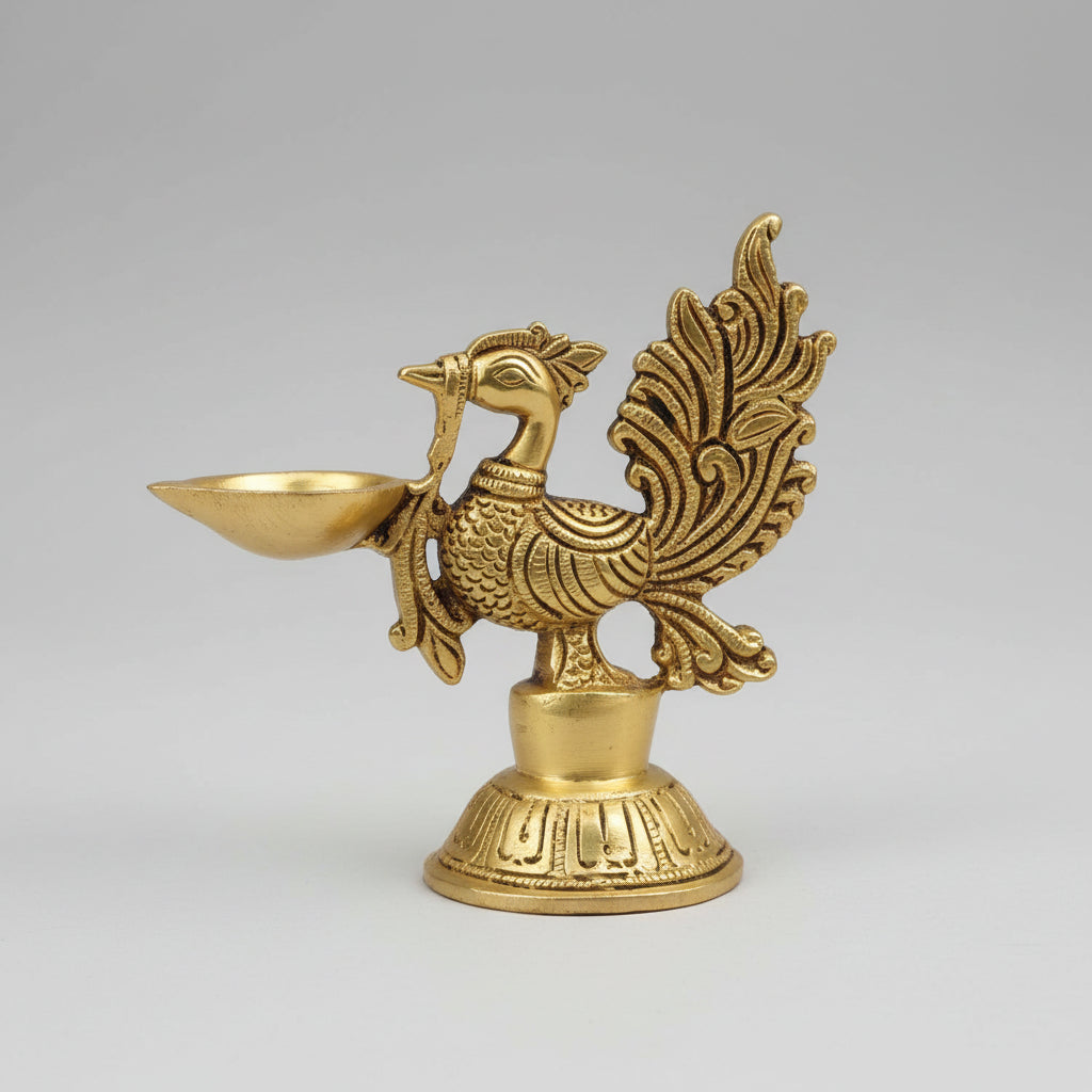 Peacock Brass Diya