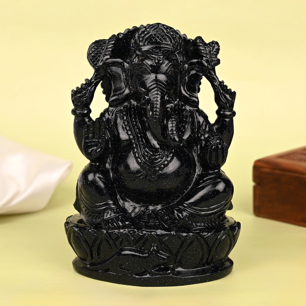 Blue Sunstone Ganesha Idol - 738 gms
