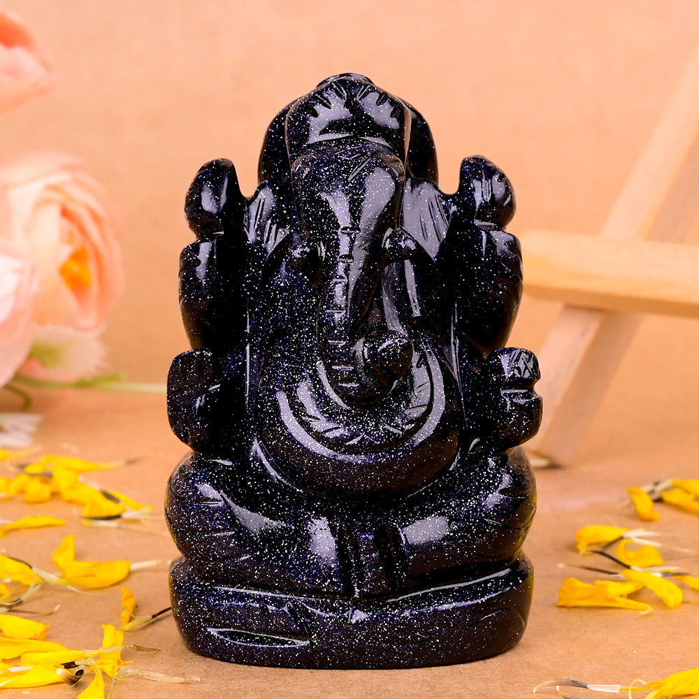 Blue Sunstone Ganesha Idol - 136 gms