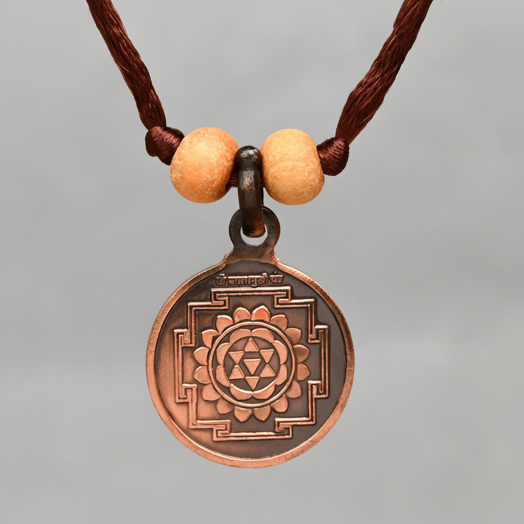 Baglamukhi Yantra Copper Locket-Large-With Thread