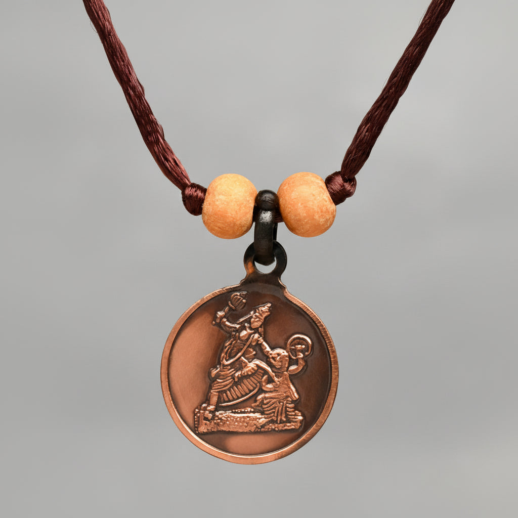 Baglamukhi Yantra Copper Locket-Large-With Thread