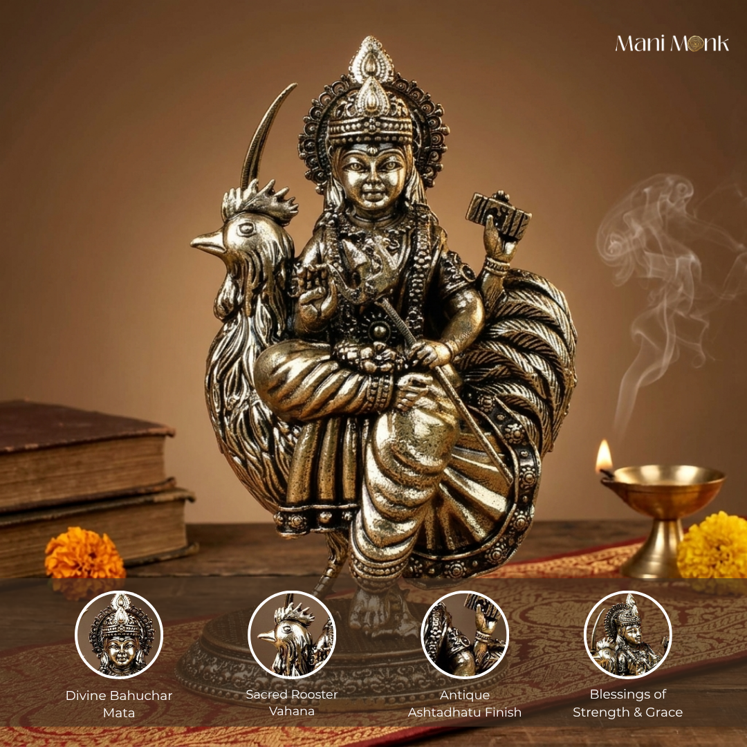 Bahuchar Mata Ashtadhatu Idol - Energised Bahucharaji Murti for Home Mandir - ManiMonk
