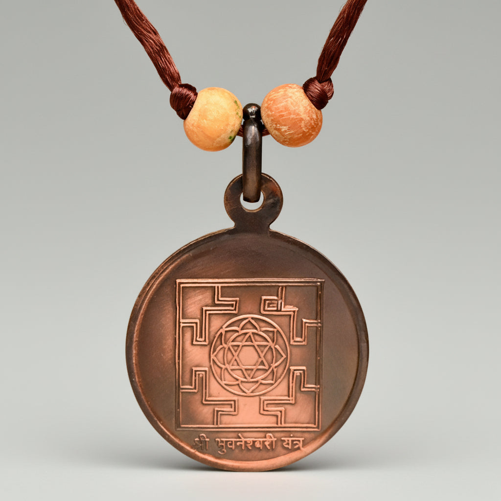 Bhuvneshwari Yantra Copper Locket-Large-With Thread