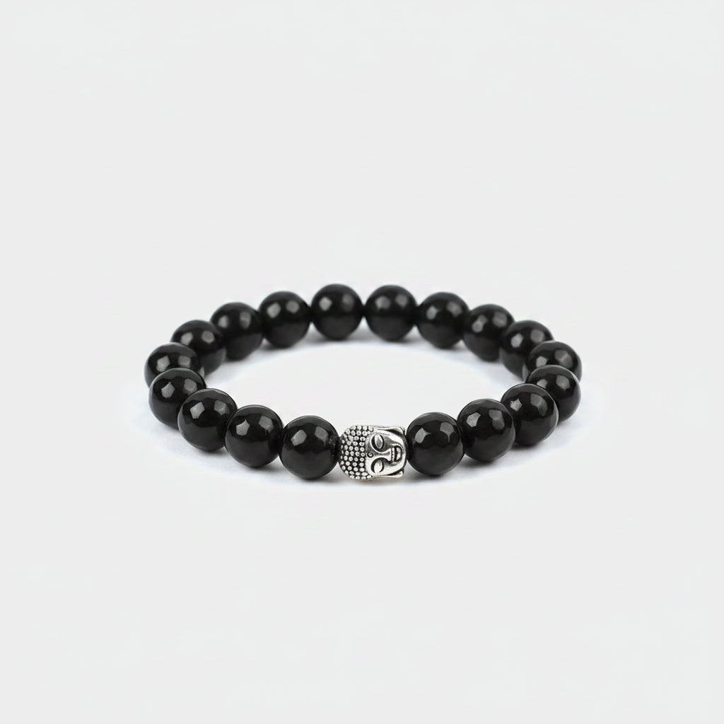 Black Agate with Buddha Bracelet