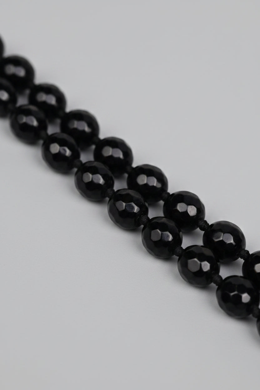 Black Jade Faceted Mala 8 mm