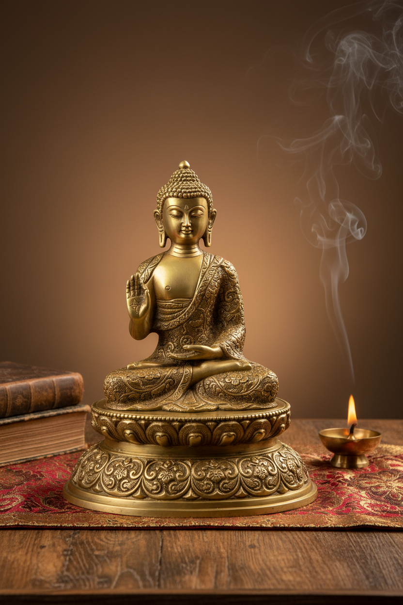 Blessing Gautam Buddha Brass Idol - ManiMonk