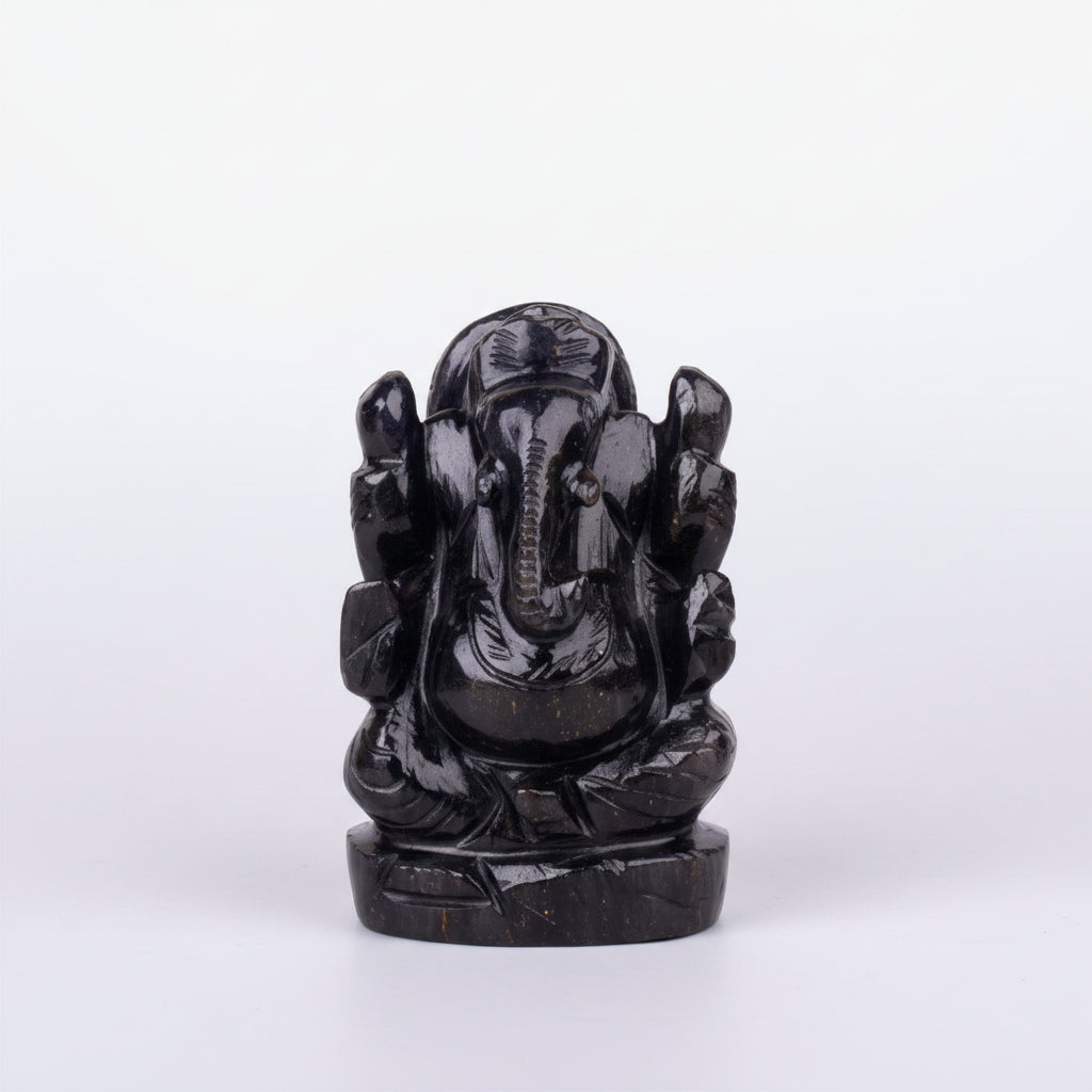 Blue Jade Ganesha Idol | 169 Gms | Hand-Carved Sacred Stone Statue - ManiMonk