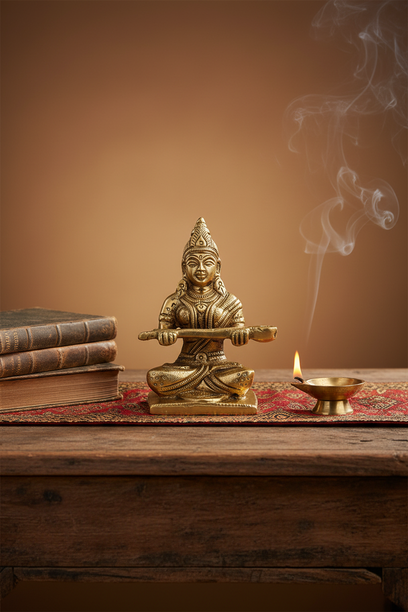 Brass Devi Annapurna Statue | Goddess of Nourishment & Abundance | 4 Inch - ManiMonk
