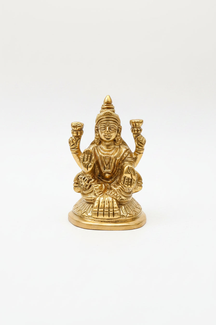Brass Lakshmi Ganesh Idol Set 3.2 Inch Handcrafted Pooja Idol for Home Temple - ManiMonk