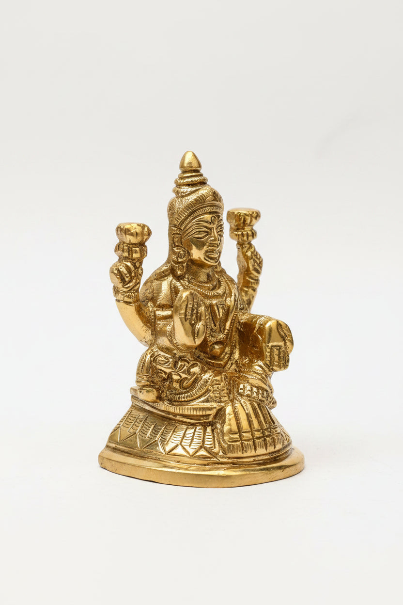 Brass Lakshmi Ganesh Idol Set 3.2 Inch Handcrafted Pooja Idol for Home Temple - ManiMonk