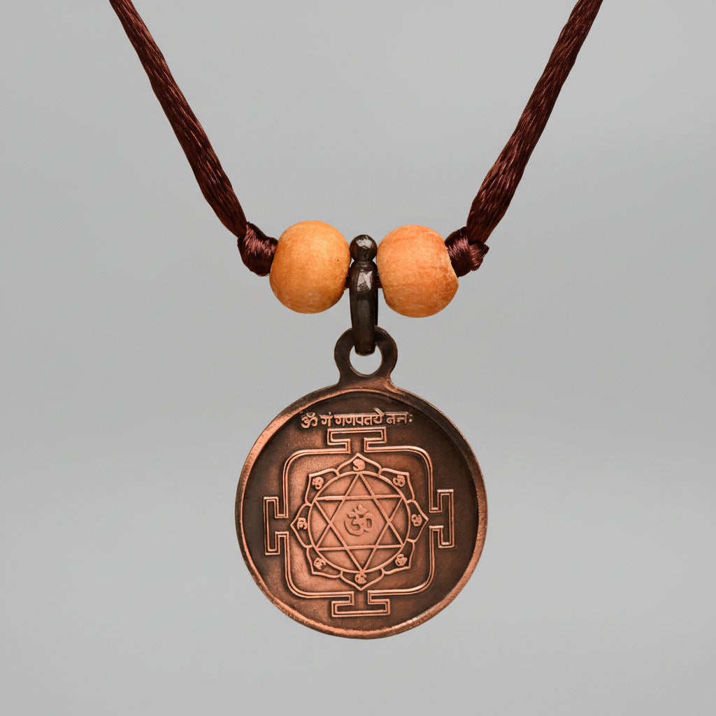 Ganesh Yantra Copper Locket-Small-With Thread