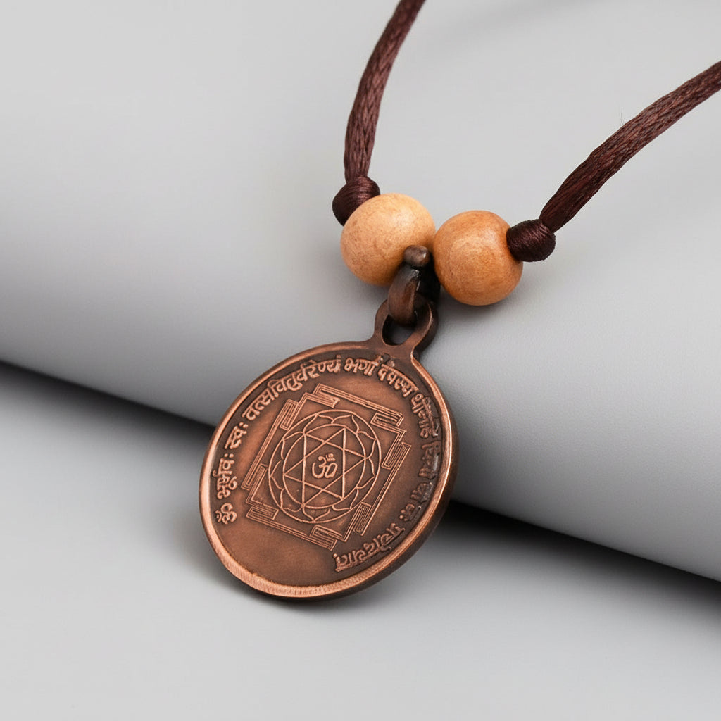 Shree Gayatri Yantra Copper Locket-Large-With Thread